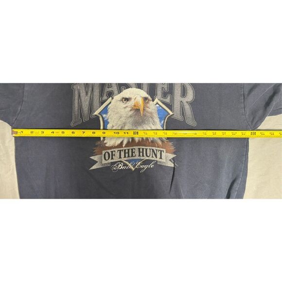 Vintage 90s Master On The Hunt Bald Eagle Nature Outdoors Navy Crewneck Mens L - Picture 8 of 9